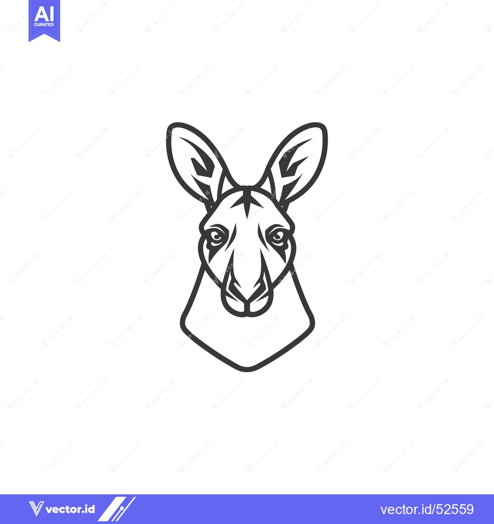 Premium Vector dari Line Art Illustration of a Kangaroo's Head