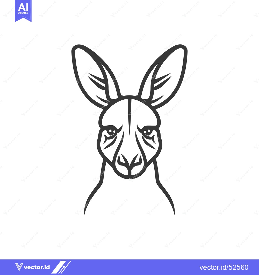 Premium Vector dari Line Art Illustration of a Kangaroo's Head