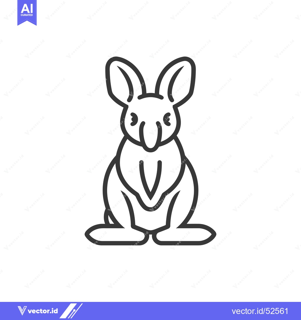 Premium Vector dari Line art illustration of a kangaroo sitting upright