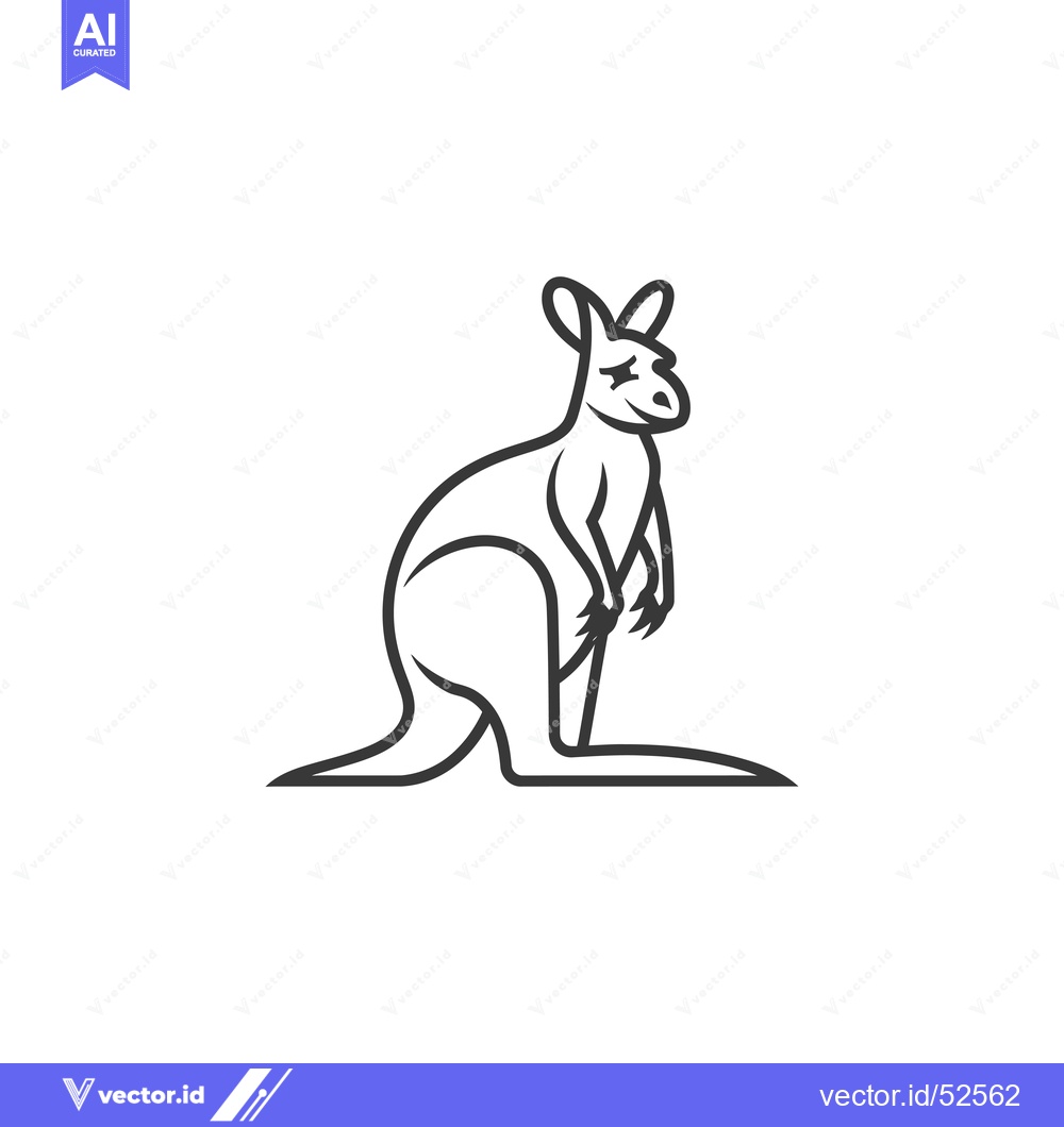 Premium Vector dari Line art illustration of a kangaroo standing on its hind legs