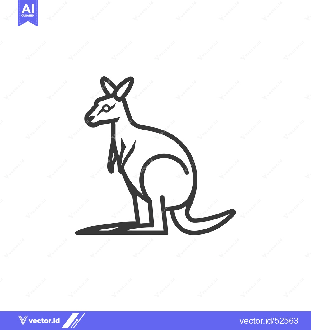 Premium Vector dari Line art illustration of a kangaroo standing upright