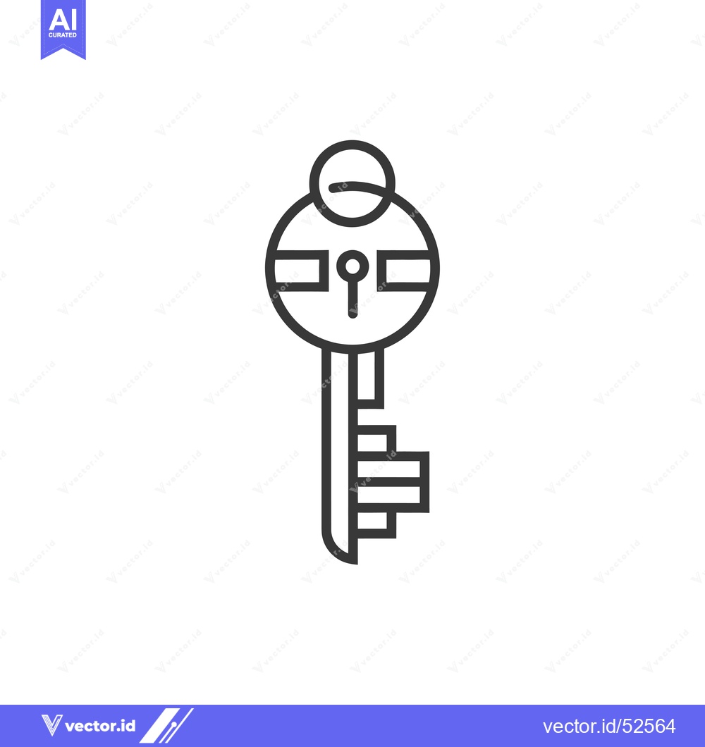 Premium Vector of Line art illustration of a key with a circular head