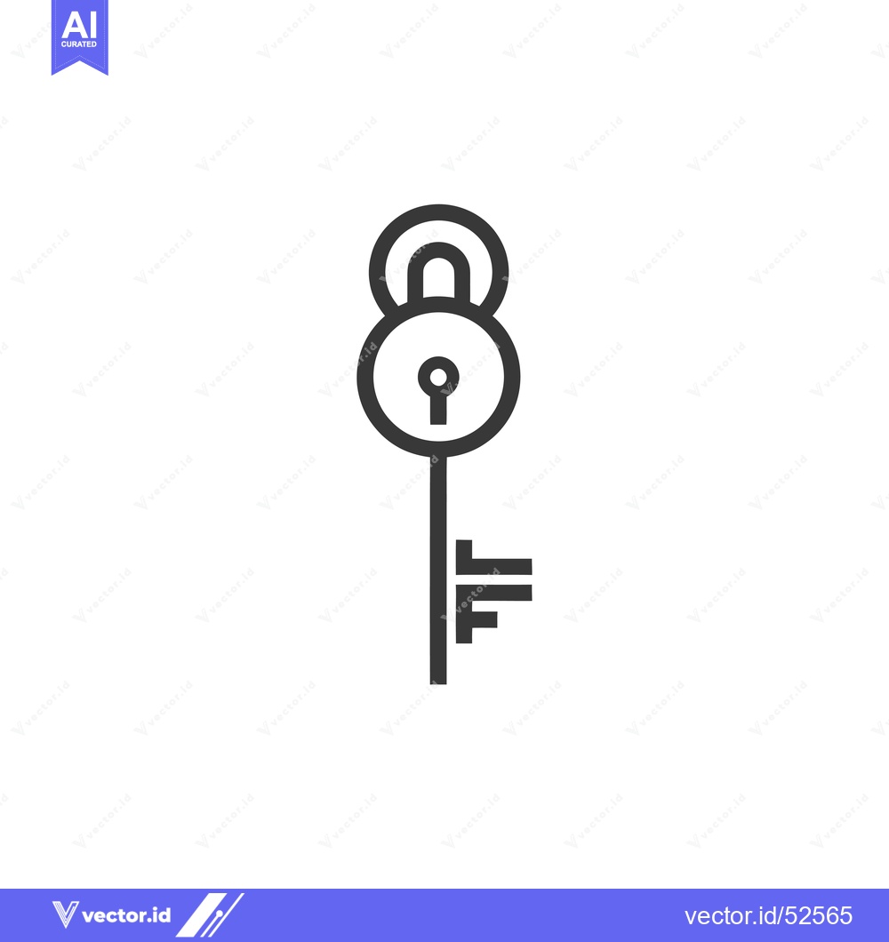 Premium Vector dari Line Art Illustration of a Key with a Padlock