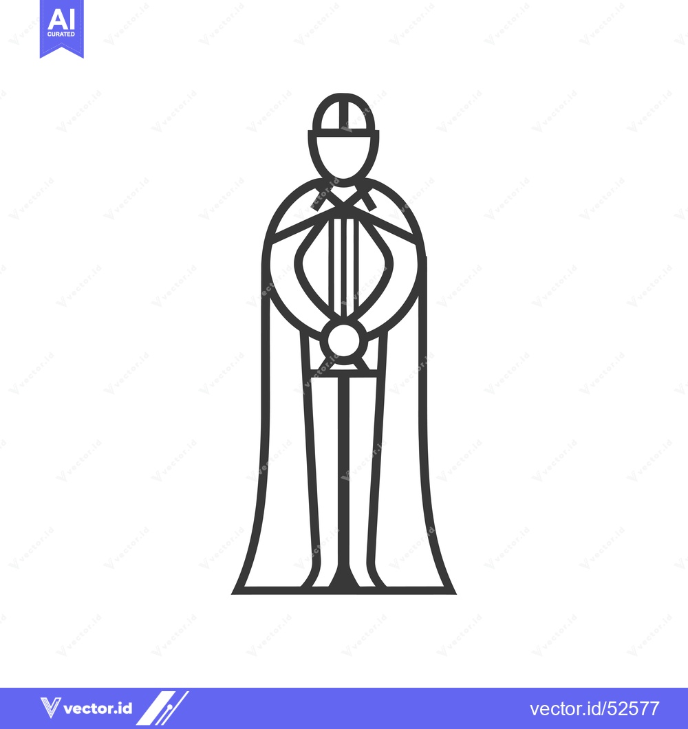 Premium Vector dari Line art illustration of a knight holding a sword