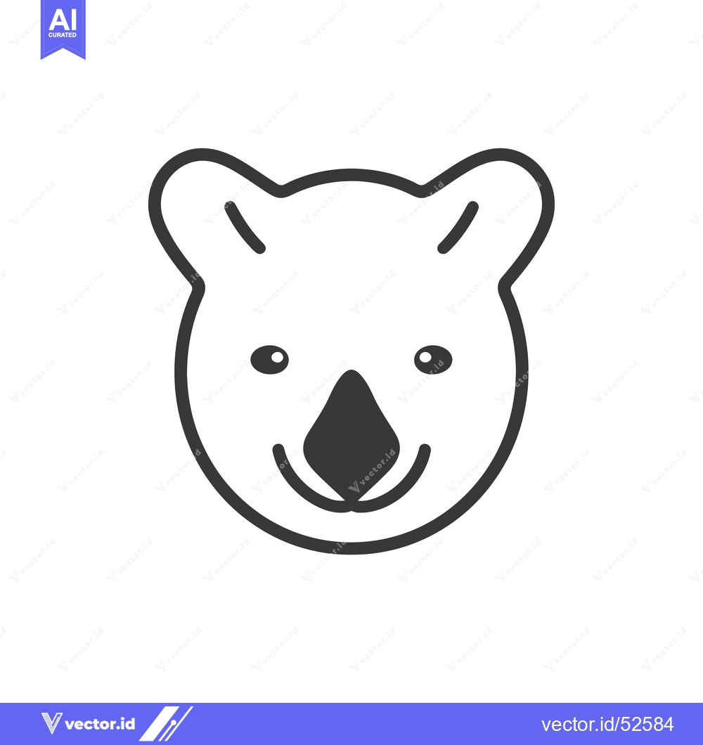 Premium Vector of Line Art Illustration of a Koala's Face