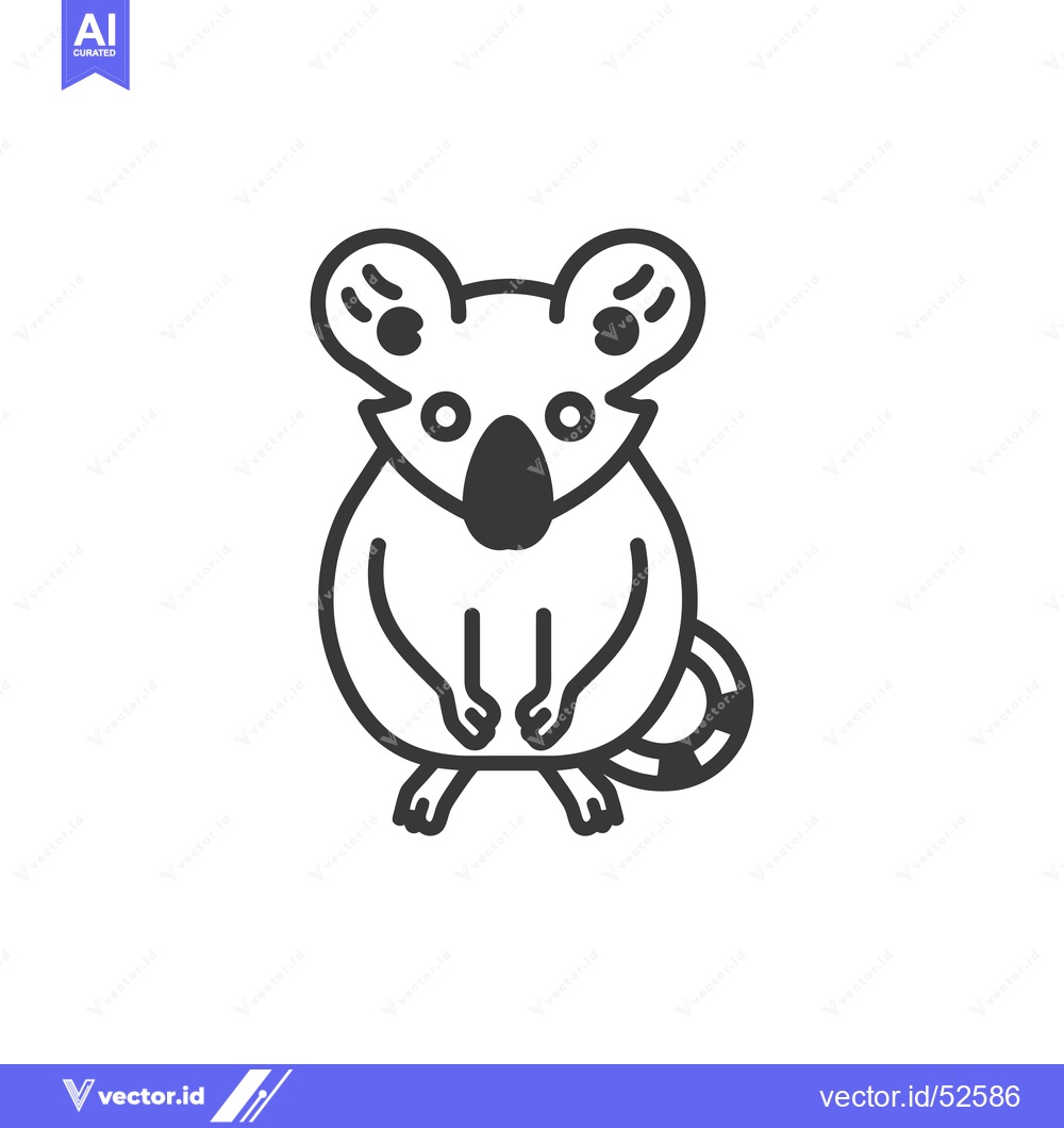 Premium Vector of Line Art Illustration of a Koala Standing on Two Legs