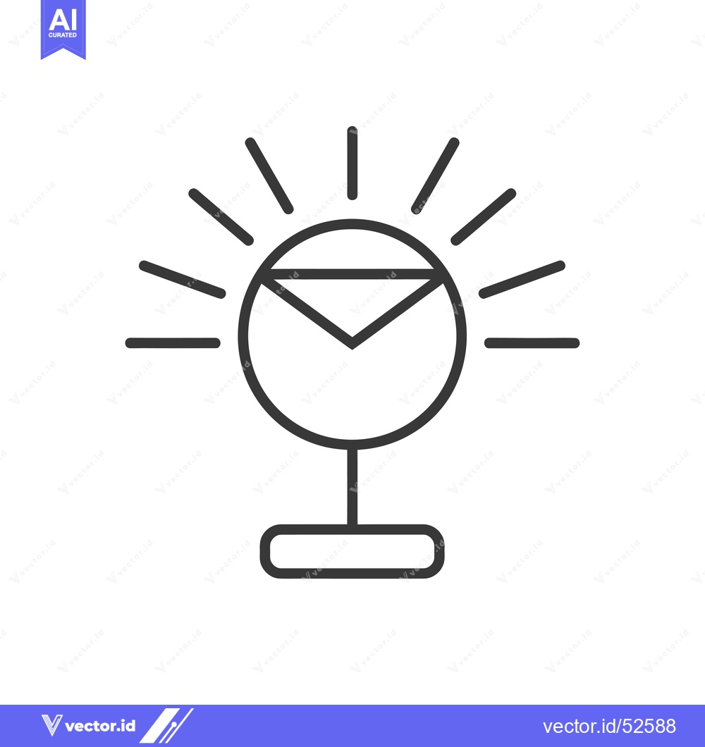 Premium Vector dari Line Art Illustration of a Lamp with Rays of Light