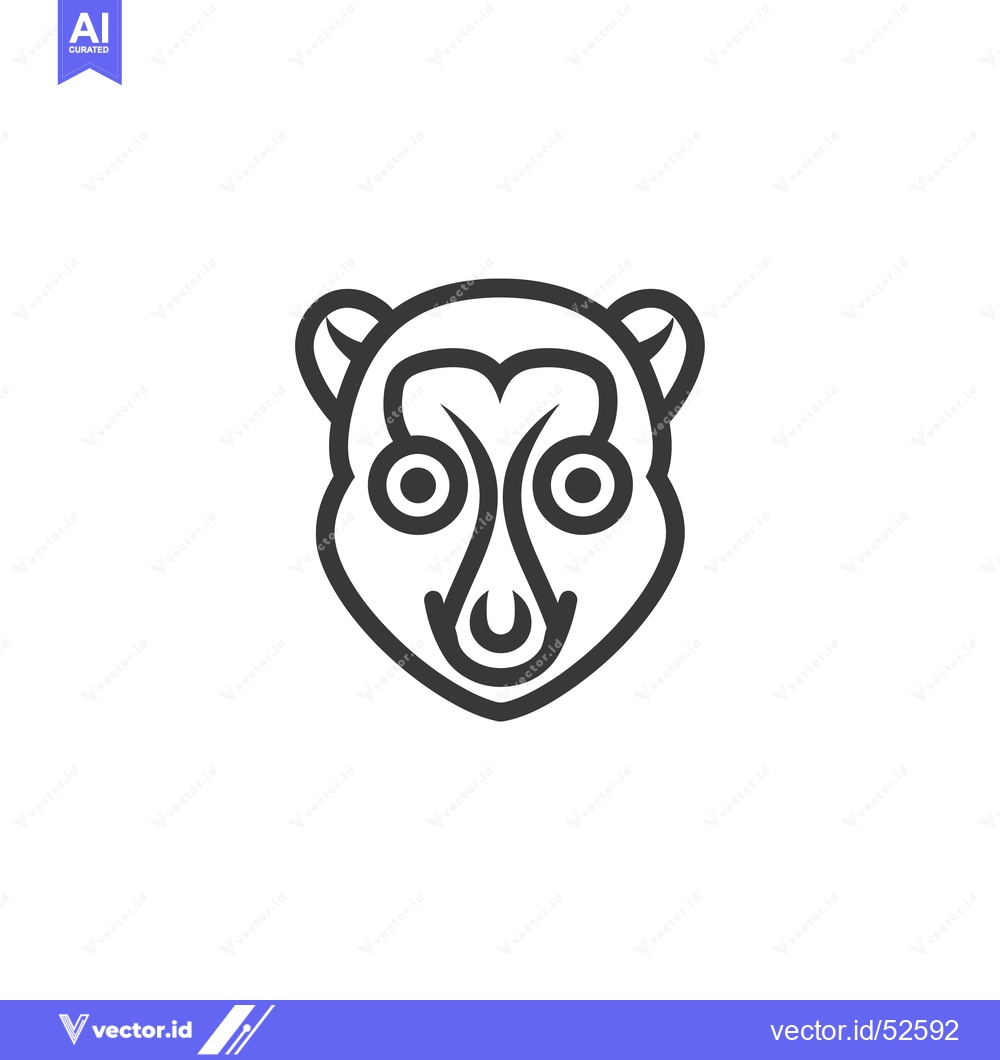 Premium Vector dari Line Art Illustration of a Lemur's Face