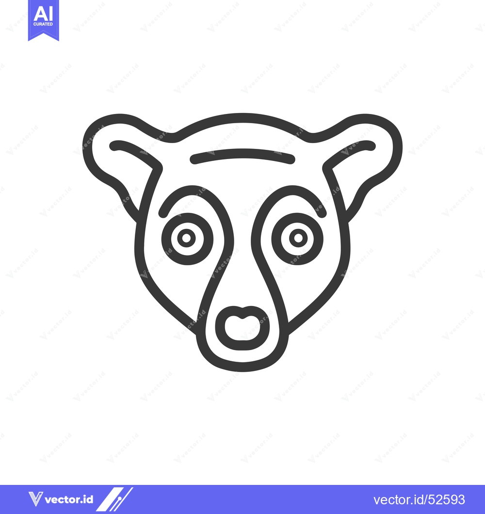 Premium Vector of Line Art Illustration of a Lemur's Face