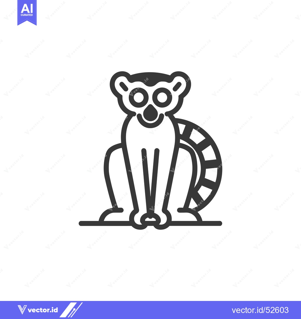 Premium Vector of Line art illustration of a lemur sitting down