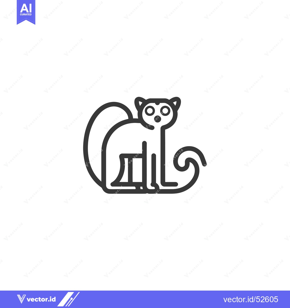 Premium Vector of Line Art Illustration of a Lemur with Big Eyes