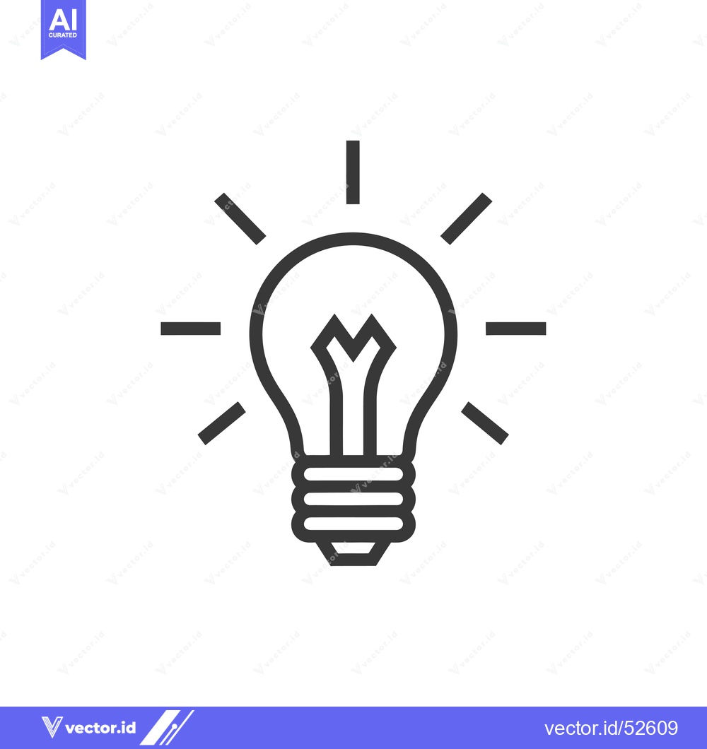 Premium Vector dari Line Art Illustration of a Light Bulb with Rays