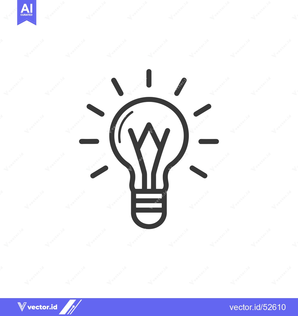 Premium Vector of Line Art Illustration of a Lightbulb with Rays