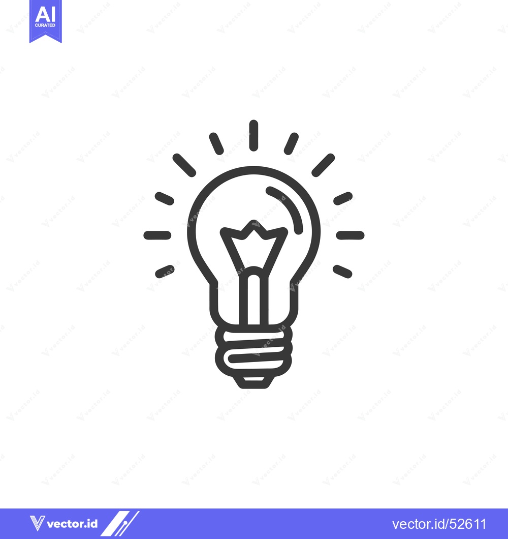Premium Vector of Line Art Illustration of a Light Bulb with Rays Emanating from It