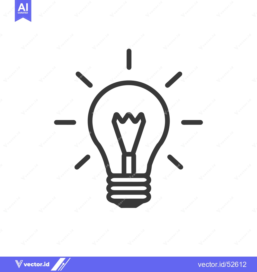 Premium Vector dari Line art illustration of a lightbulb with rays emanating from it