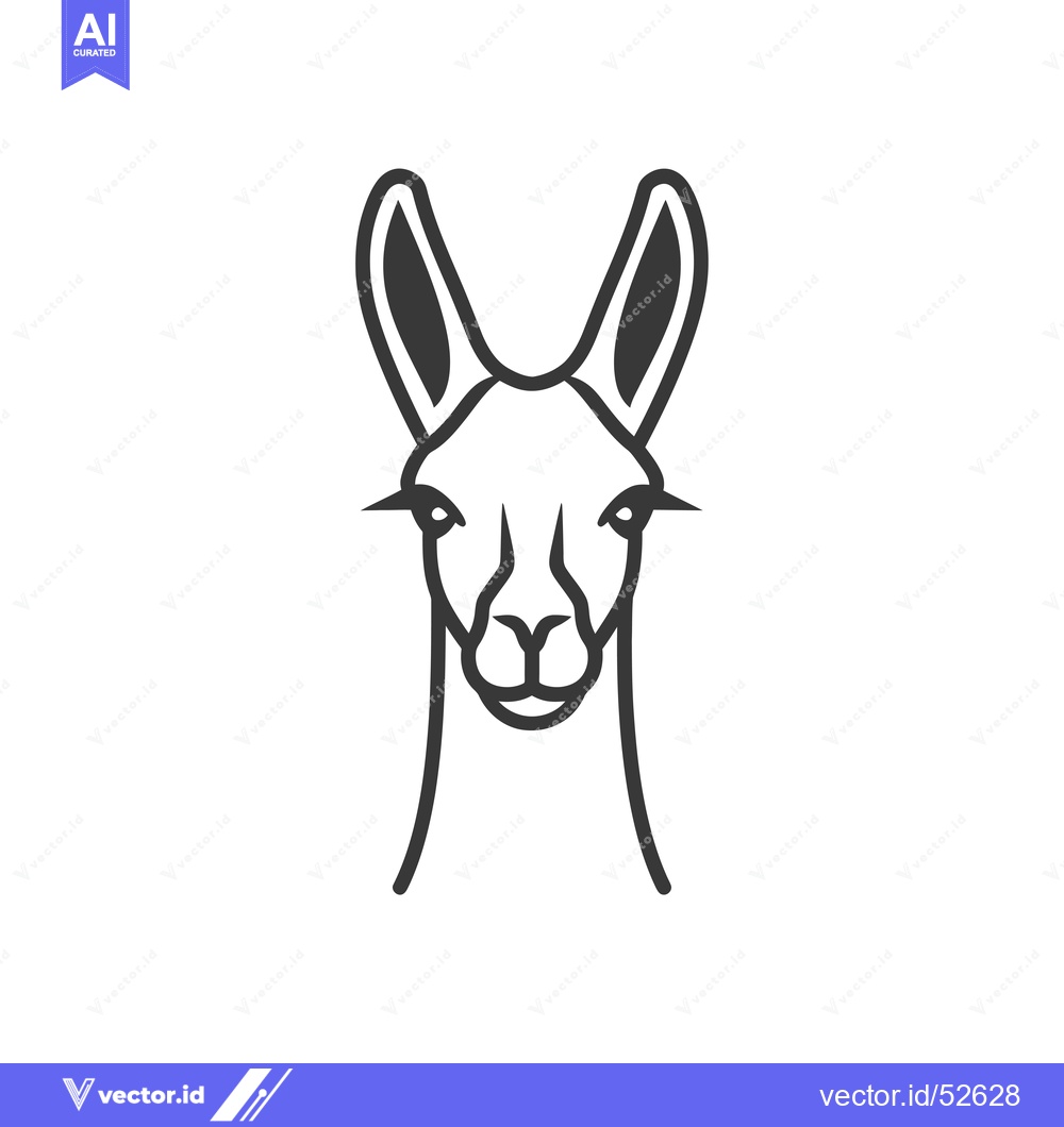 Premium Vector dari Line Art Illustration of a Llama's Face