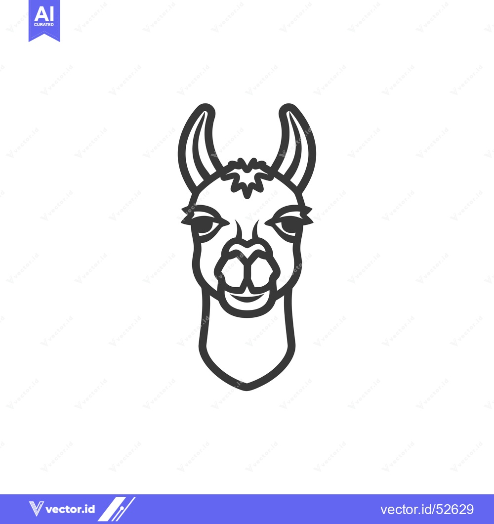 Premium Vector of Line Art Illustration of a Llama's Head