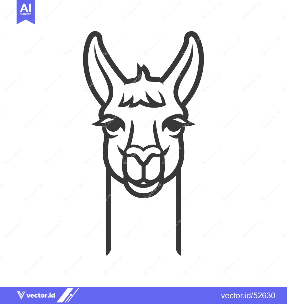 Premium Vector of Line Art Illustration of a Llama's Head