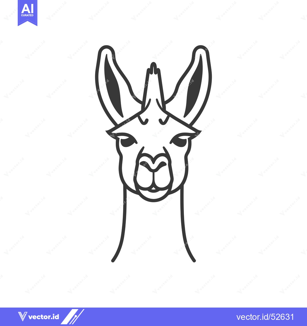 Premium Vector of Line art illustration of a llama's head