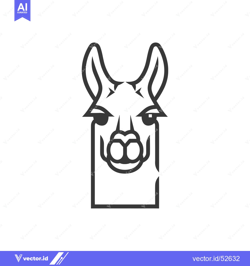 Premium Vector dari Line art illustration of a llama's head