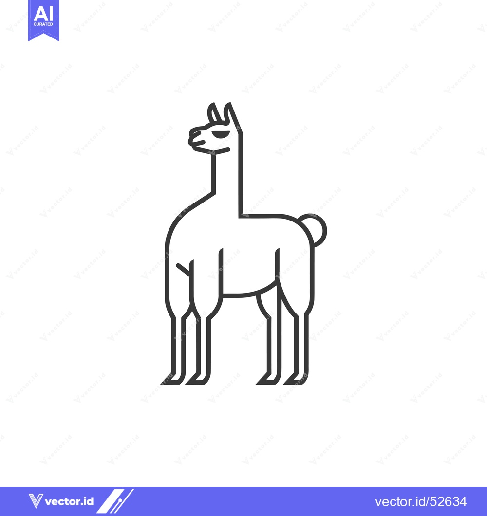 Premium Vector dari Line Art Illustration of a Llama Standing