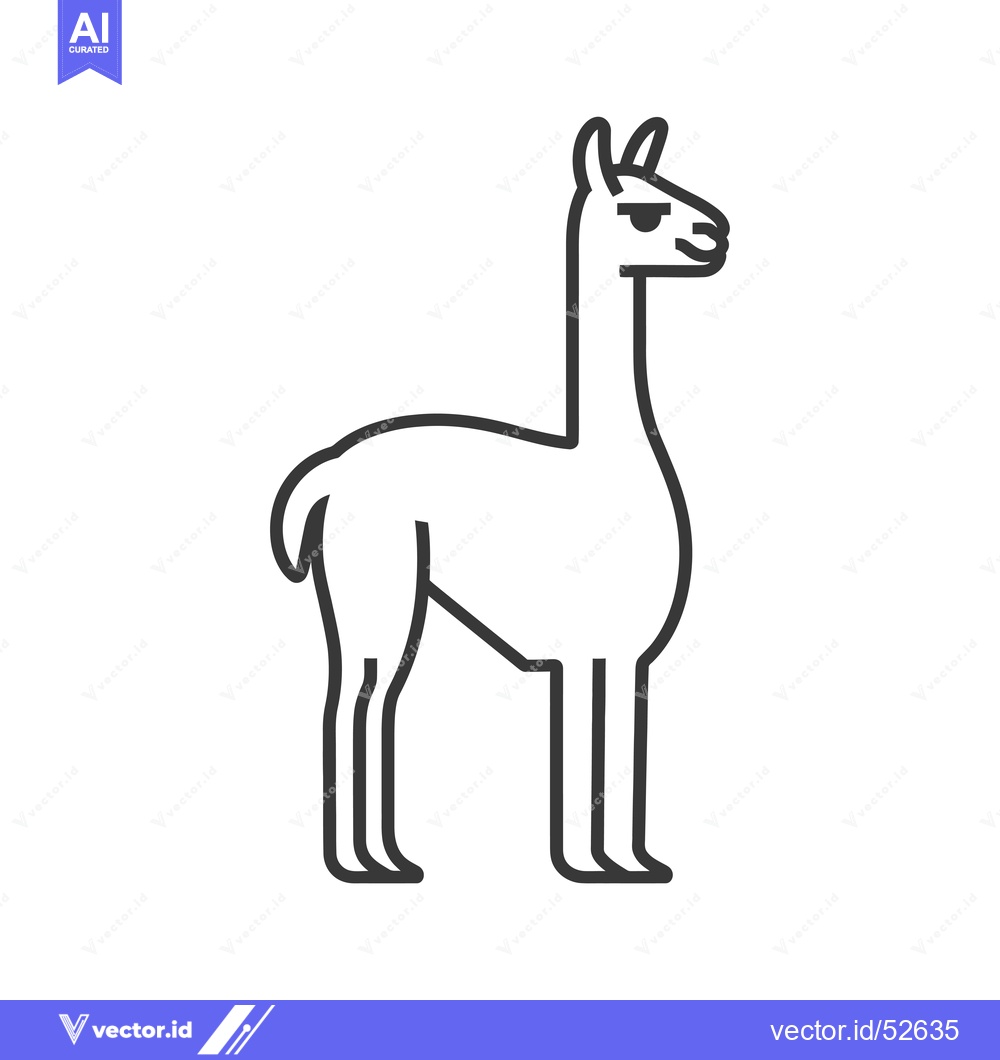 Premium Vector of Line Art Illustration of a Llama Standing in Profile