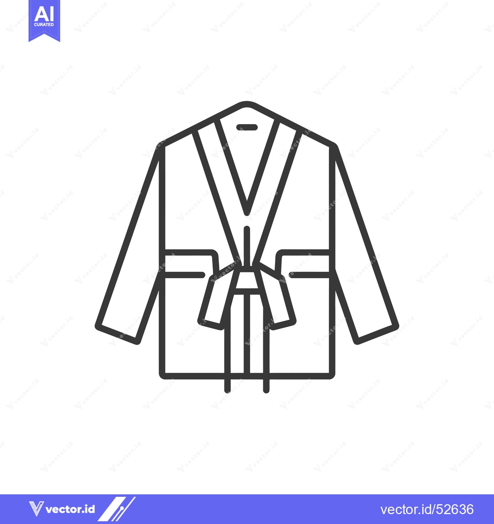 Premium Vector dari Line art illustration of a long-sleeved kimono with a tied belt