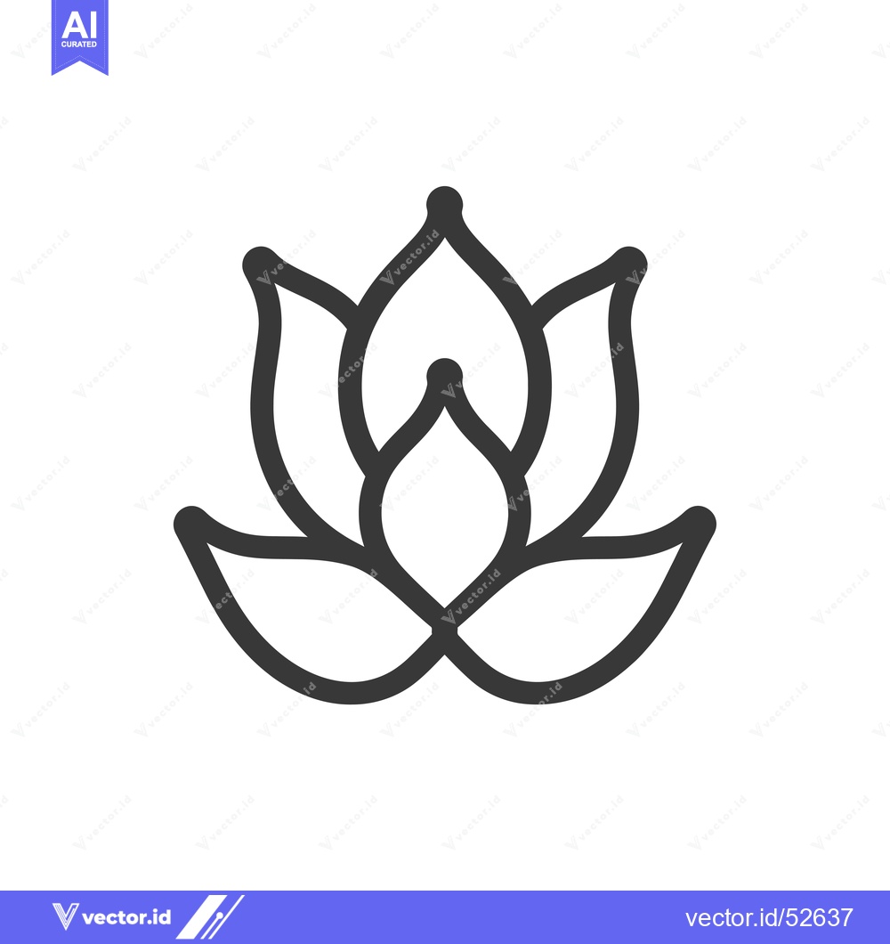 Premium Vector of Line art illustration of a lotus flower