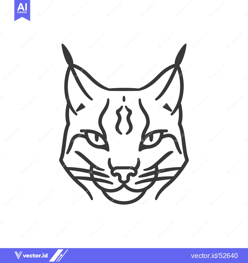Premium Vector dari Line Art Illustration of a Lynx's Face