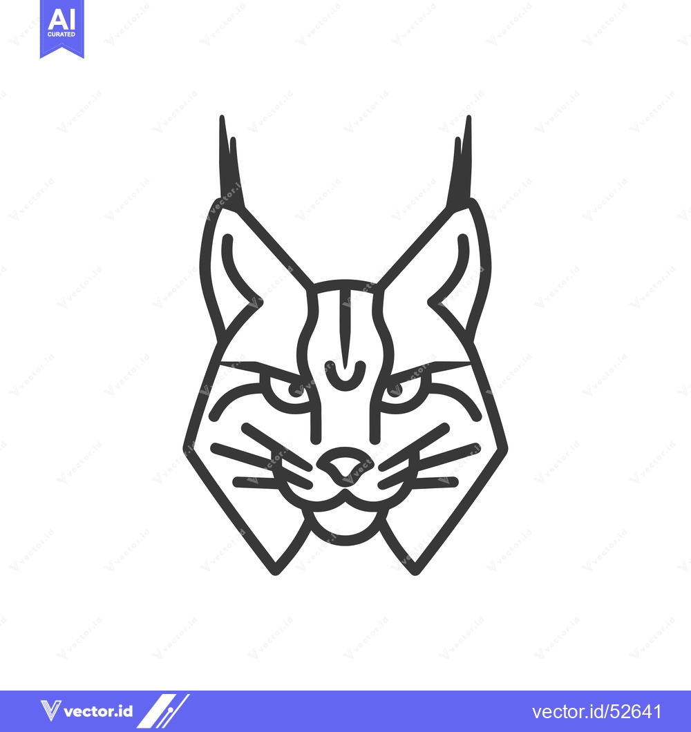 Premium Vector of Line art illustration of a lynx's face