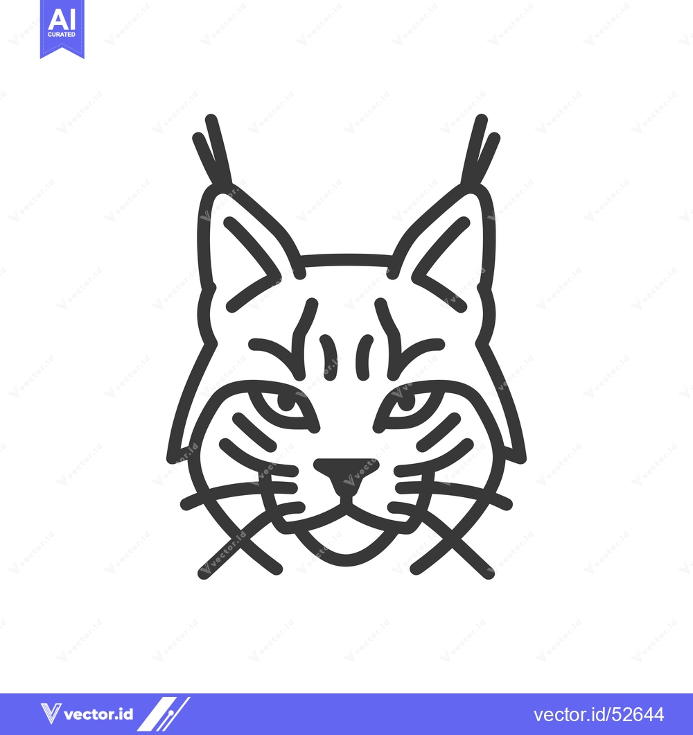 Premium Vector dari Line Art Illustration of a Lynx's Face