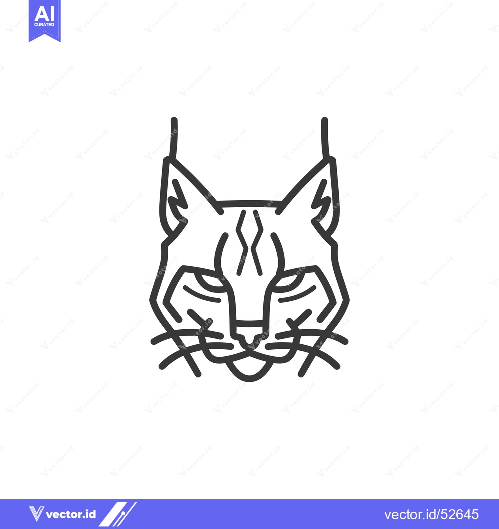 Premium Vector of Line Art Illustration of a Lynx's Face