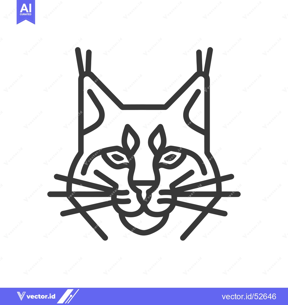 Premium Vector dari Line Art Illustration of a Lynx's Face