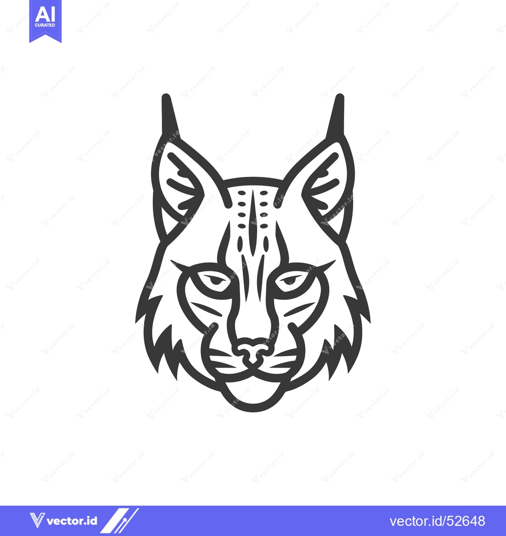 Premium Vector dari Line Art Illustration of a Lynx's Face
