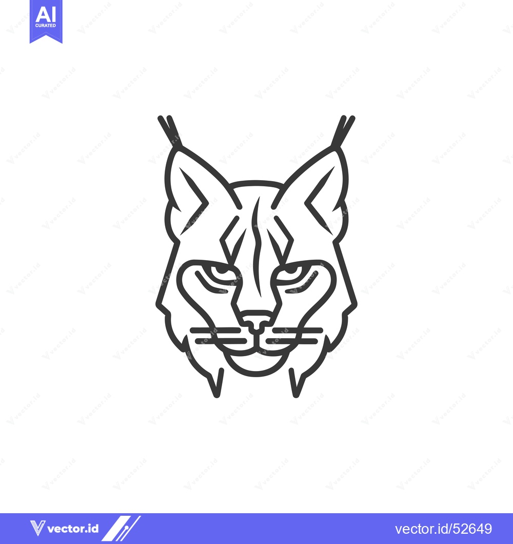Premium Vector dari Line Art Illustration of a Lynx's Face