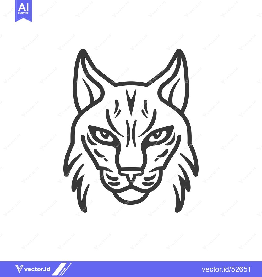Premium Vector of Line Art Illustration of a Lynx's Head