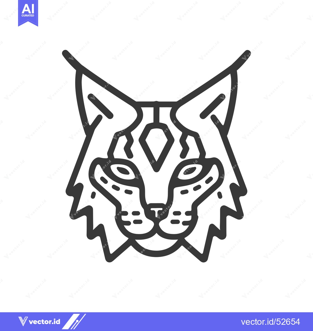Premium Vector dari Line Art Illustration of a Lynx's Head