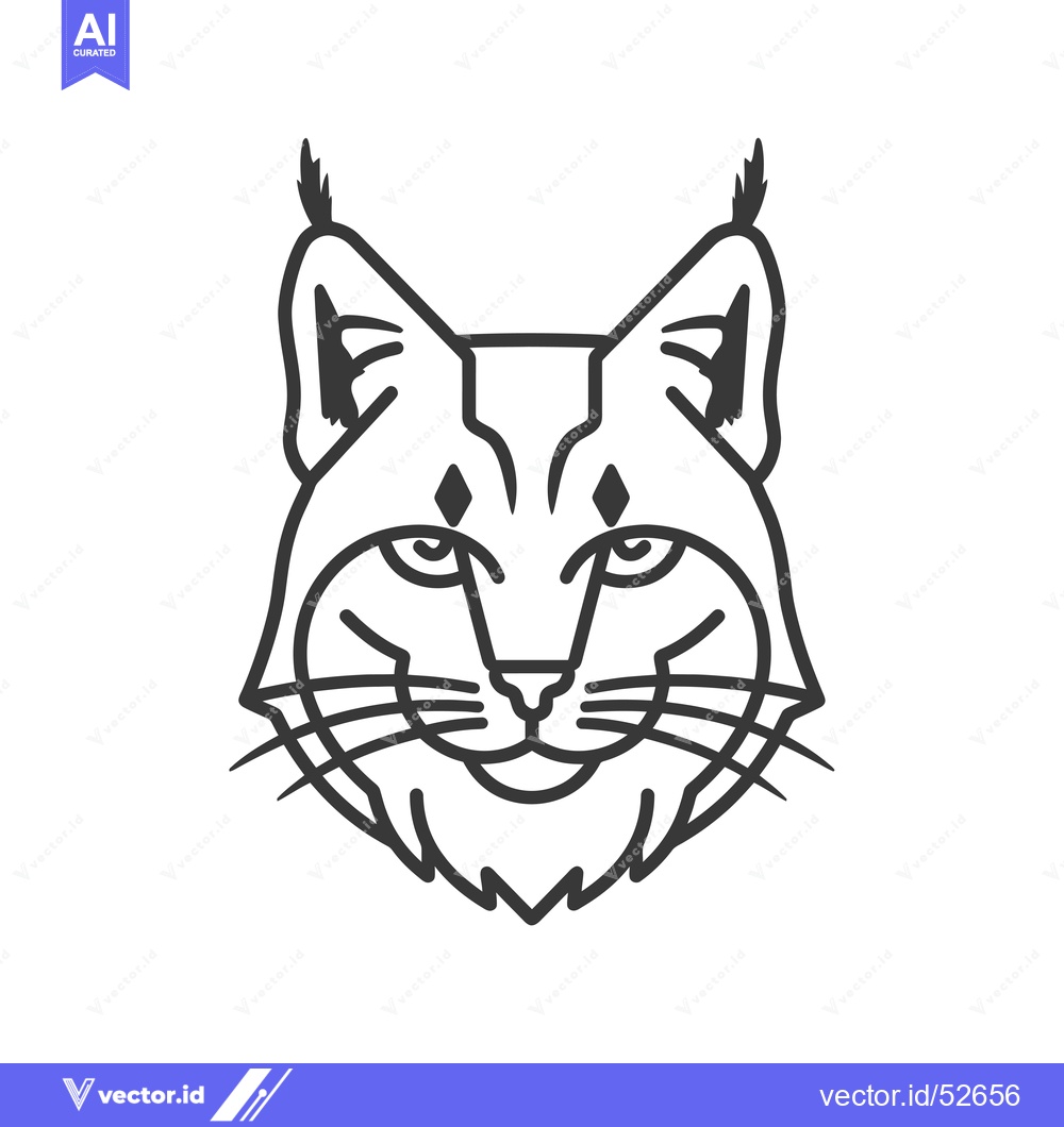 Premium Vector dari Line art illustration of a lynx's head with tufts of fur on its ears