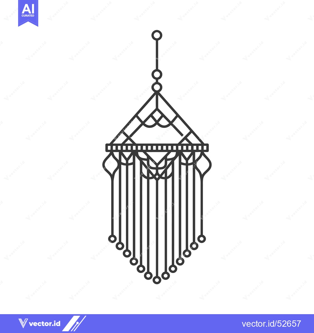 Premium Vector dari Line art illustration of a macrame hanging with fringe and beads
