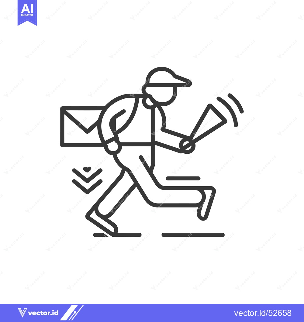 Premium Vector dari Line art illustration of a mail carrier delivering mail