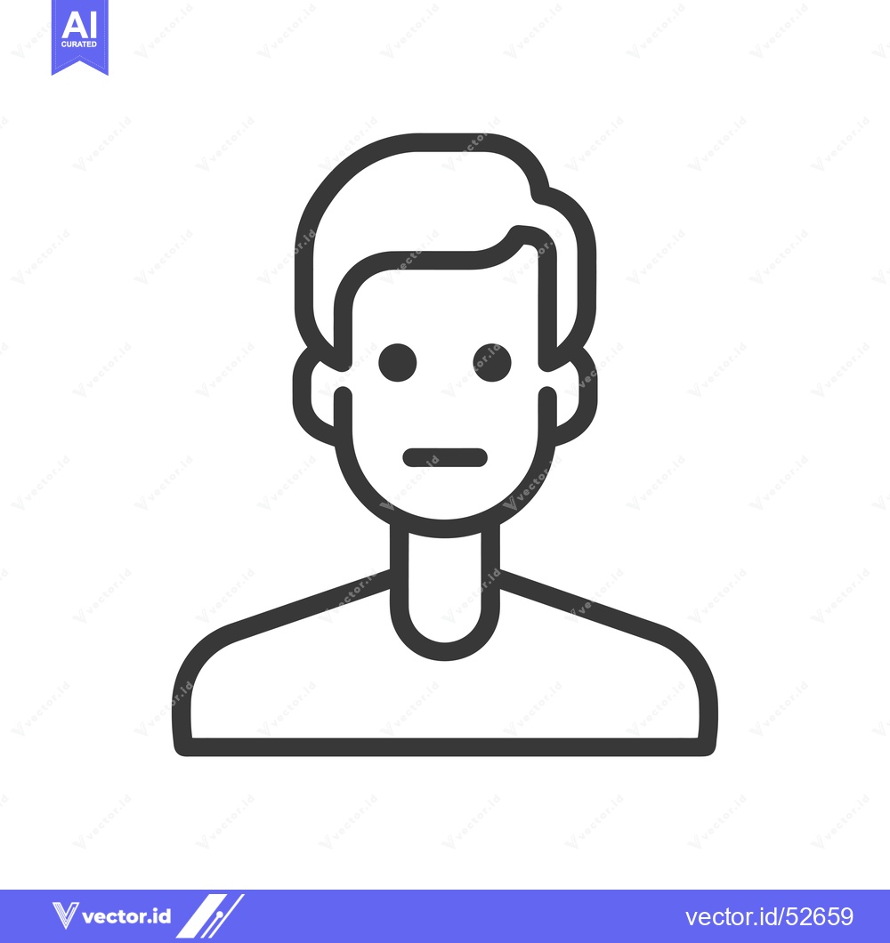 Premium Vector dari Line art illustration of a male avatar with a neutral expression