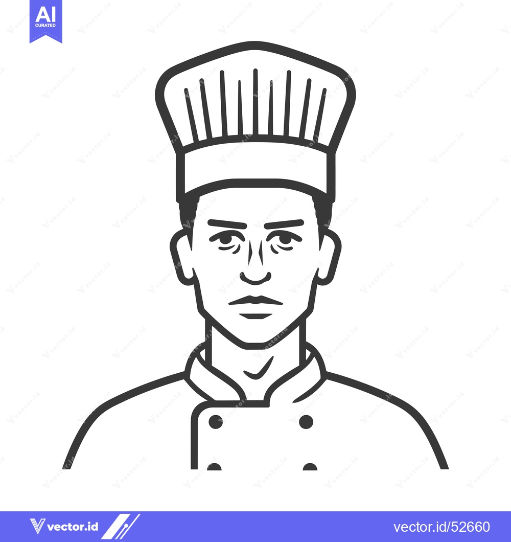 Premium Vector dari Line Art Illustration of a Male Chef Wearing a Hat