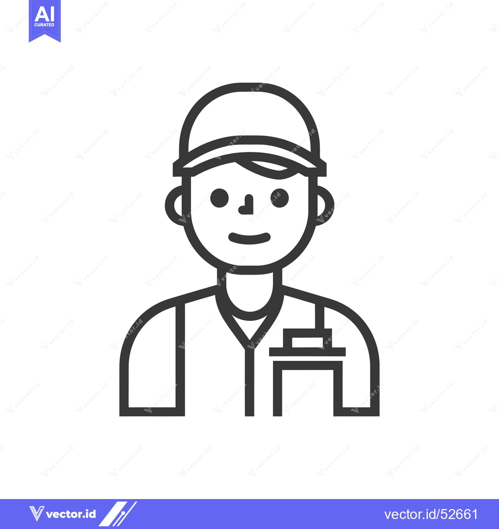 Premium Vector of Line Art Illustration of a Male Delivery Driver