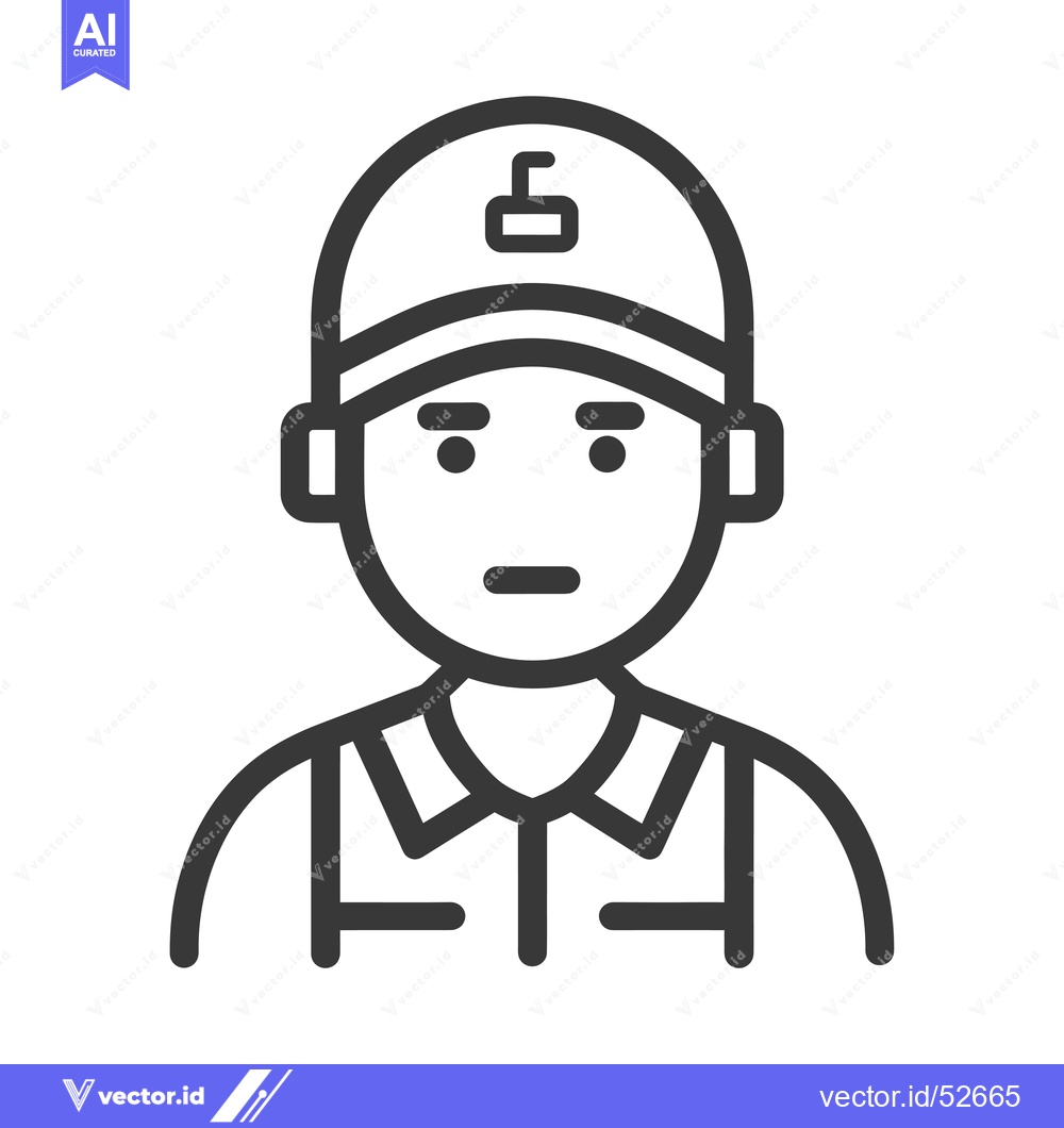 Premium Vector dari Line Art Illustration of a Male Mechanic Wearing a Cap