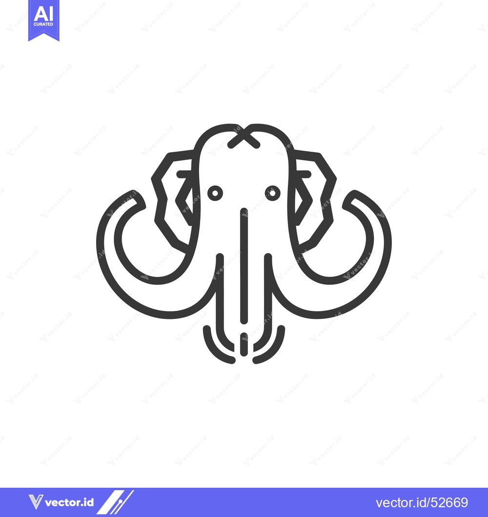 Premium Vector dari Line Art Illustration of a Mammoth Head with Tusks