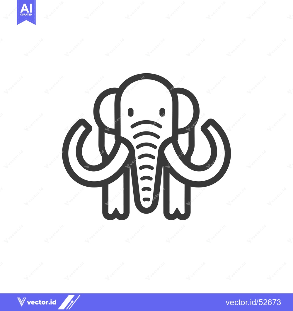 Premium Vector dari Line Art Illustration of a Mammoth with Tusks