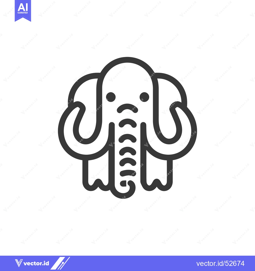 Premium Vector dari Line Art Illustration of a Mammoth with Tusks