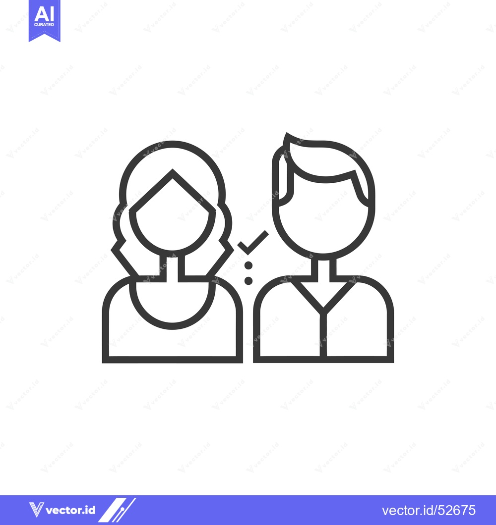 Premium Vector dari Line art illustration of a man and a woman facing each other