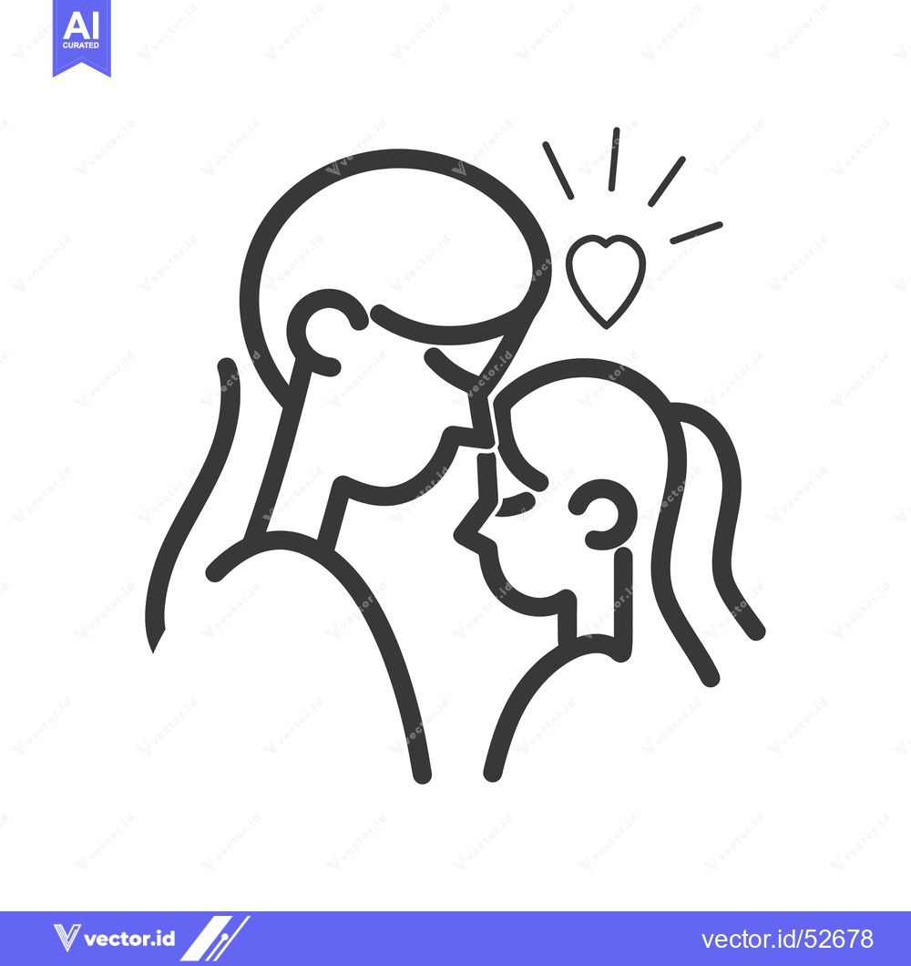 Premium Vector of Line art illustration of a man and woman touching foreheads