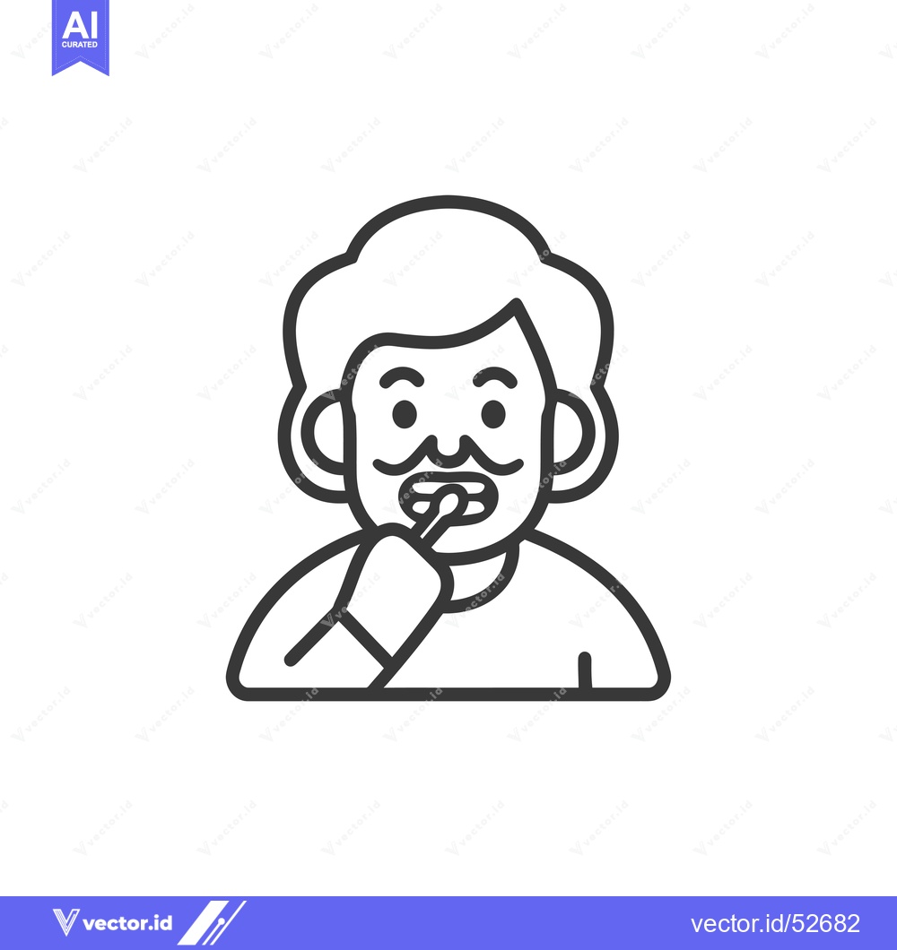Premium Vector dari Line art illustration of a man brushing his teeth